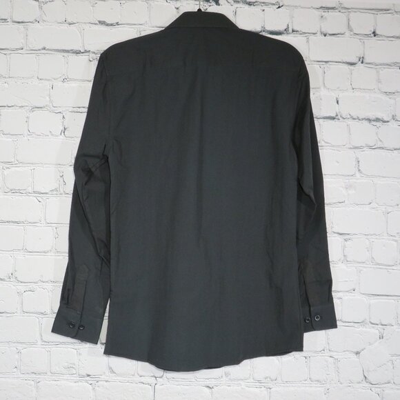 NEW - Boys Long Sleeve Solid Dress Shirt w/ Chest Pocket - Black - Picture 5 of 5